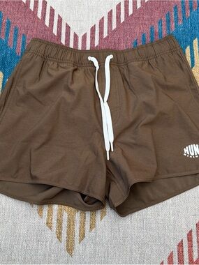 Men's Brown Swim Trunks with Drawstring